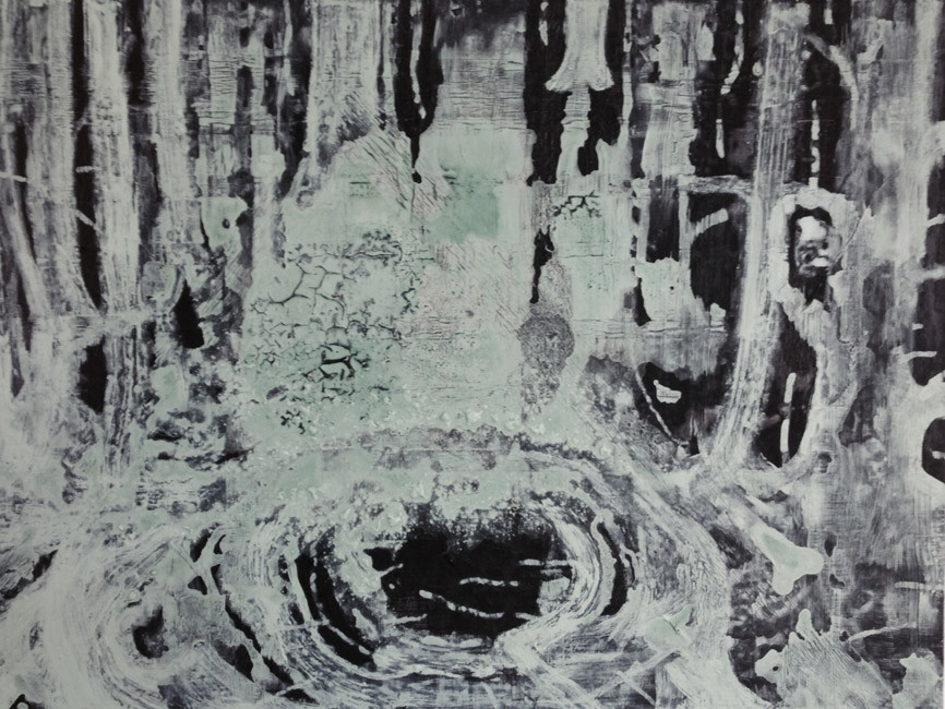 Parc Monceau â€“ tape, acryl op doek, 2014